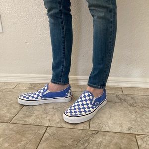 Vans Blue Checker Slip On Sneaker Size 7